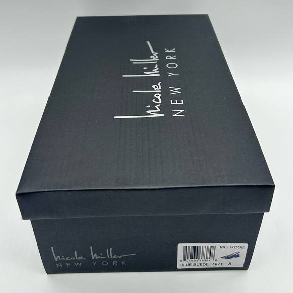 Nicole Miller New York Melrose Blue Faux Suede Slingback Block Heel Pumps 8 NIB - Picture 13 of 13